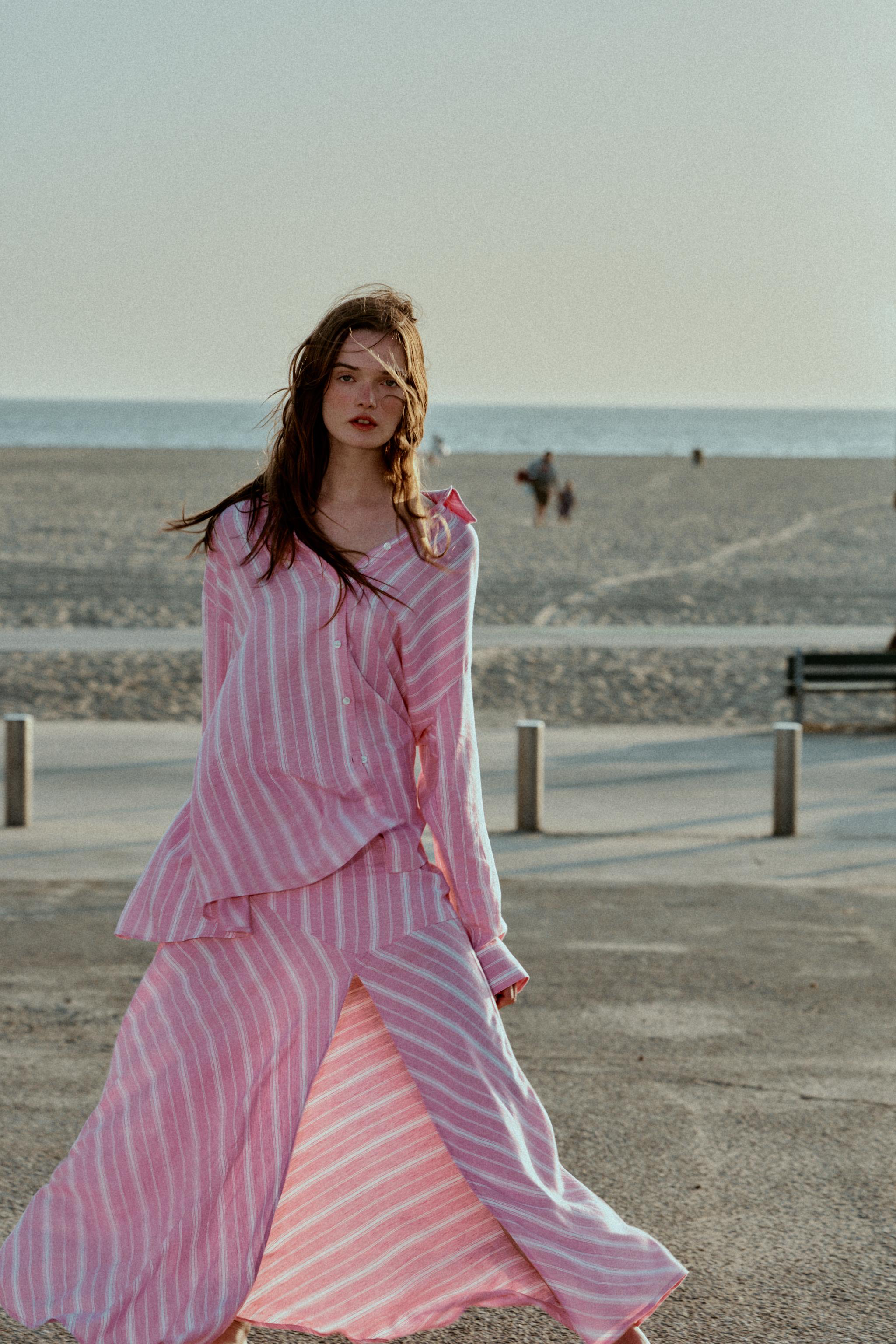 CHEMISE RAYURES OVERSIZE AVEC LIN